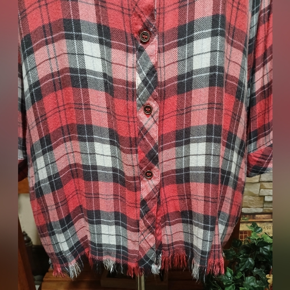 Hester & Orchard Soft Flannel Plaid W/Fringe Large Western Cottagecore - Picture 3 of 6
